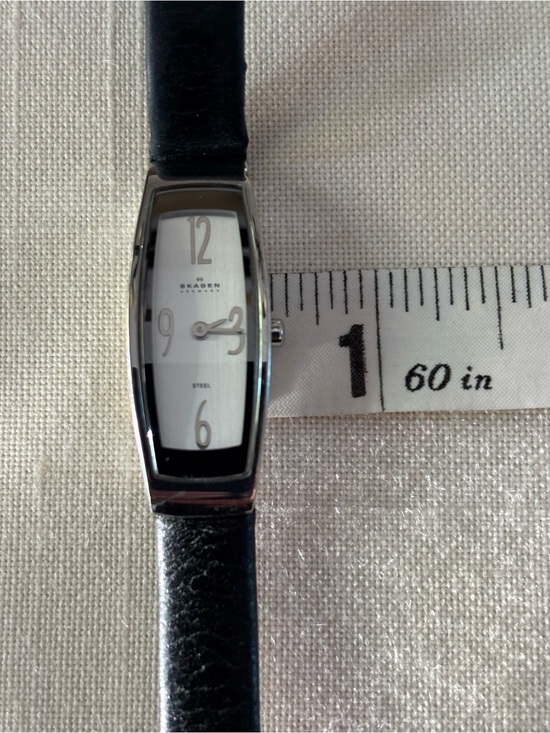 Skagen Jewelry - Skagen Black Leather Strap Stainless Steel Case Women’s Watch